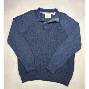 Weatherproof Vintage Sweater Mens‎ XL Blue 100% Cotton Mock Neck Button XL